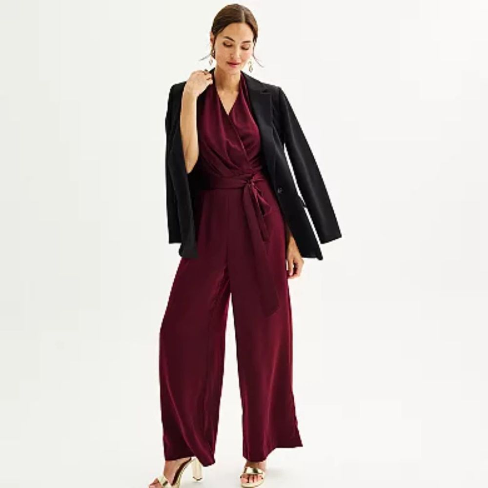 Nine West Burgundy Wide Leg Jumpsuit - Picture 4 of 6